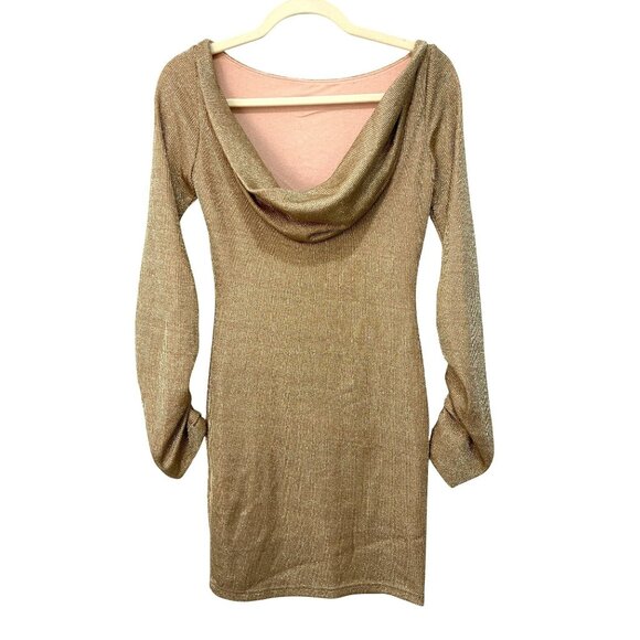 Just Cavalli Gold Shimmer Long Sleeve Mini Dress Size 40 Small NWT -  coffeafoods.com